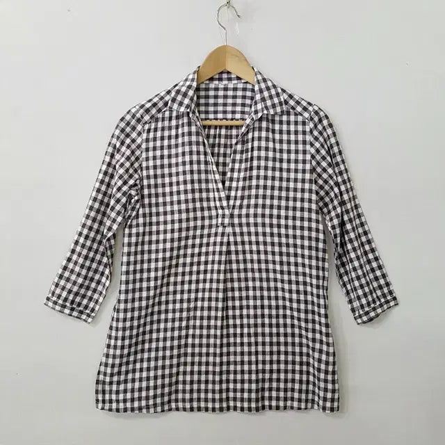 [BUNJANG] MUJI Linen Check Shirt Brown / 무인양품 MUJI 린넨 체크 셔츠 브라운