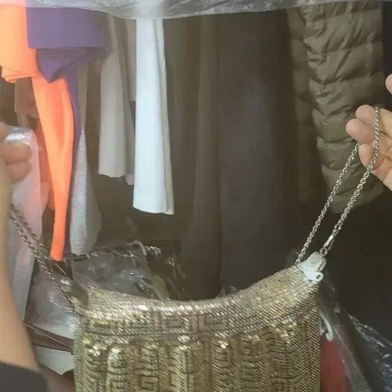 [BUNJANG] Gold Mesh Chain Shoulder Bag / 골드 메쉬 체인 숄더백