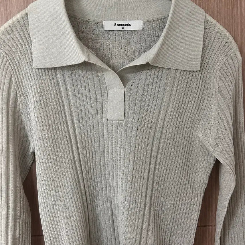 [BUNJANG] Ribbed Sheer Collar Knit Top / 골지 시어 칼라 니트