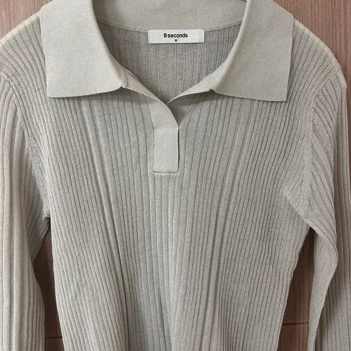 [BUNJANG] Ribbed Sheer Collar Knit Top / 골지 시어 칼라 니트