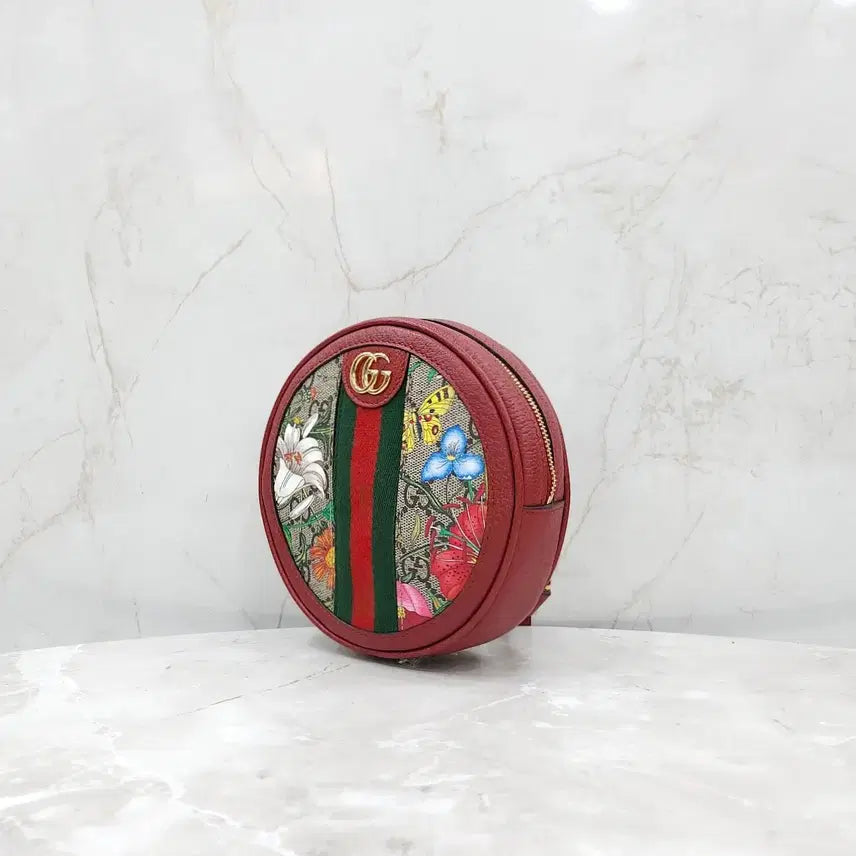 [BUNJANG] Gucci GG Web Ophidia Flower Mini Backpack / 구찌 GG 웹 오피디아 플라워 라운드 미니 백팩 598661
