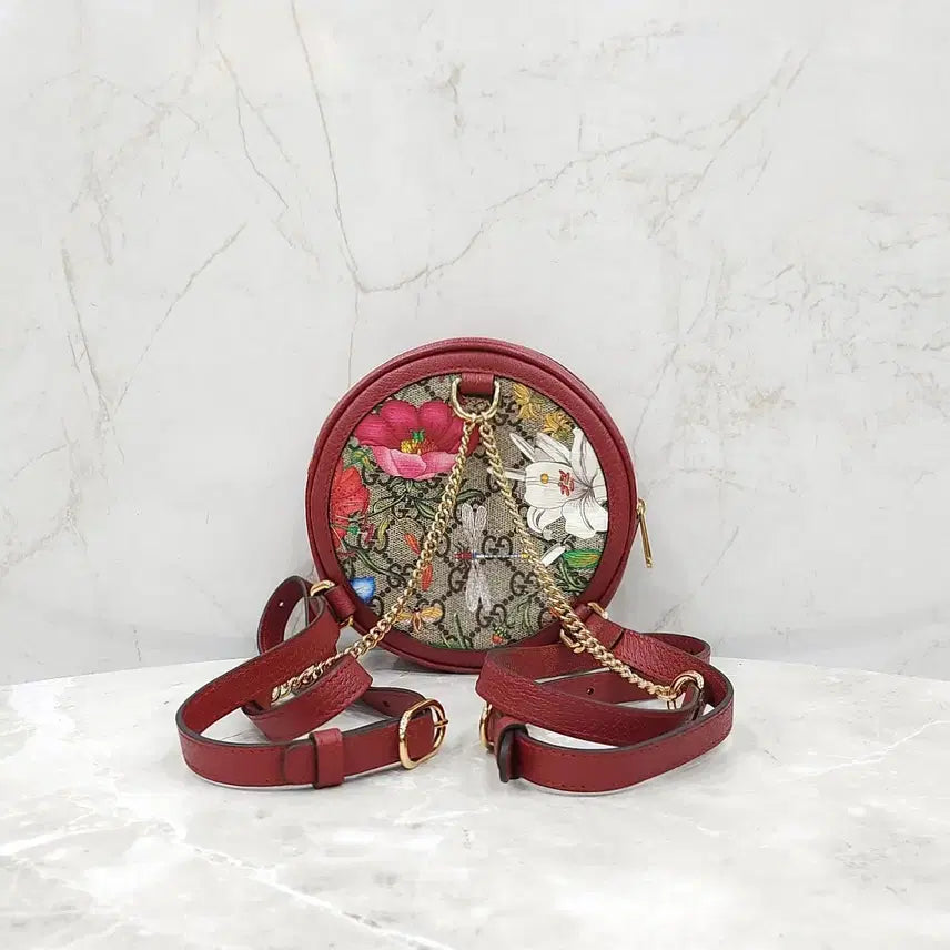 [BUNJANG] Gucci GG Web Ophidia Flower Mini Backpack / 구찌 GG 웹 오피디아 플라워 라운드 미니 백팩 598661