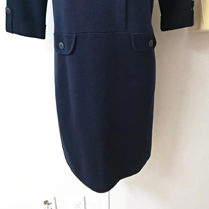 [BUNJANG] BCBG Double-Breasted Knit Dress / BCBG 7부 더블버튼 니트원피스 55 미디 네이비