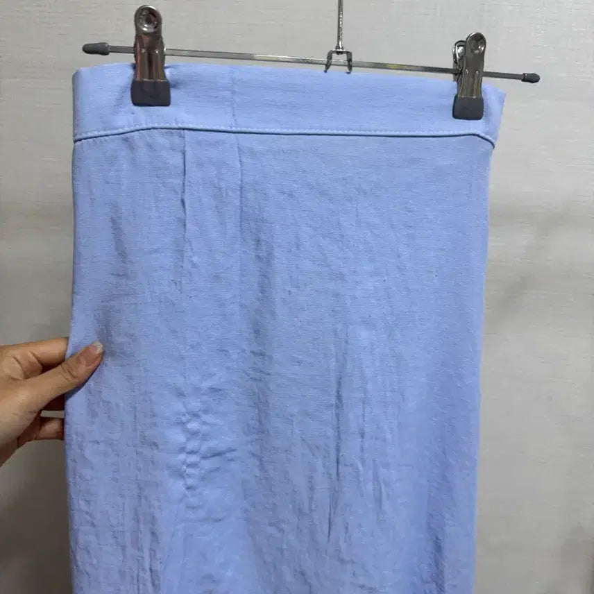 [BUNJANG] Sky Blue Long Skirt A-Line / 하늘색 롱 스커트 언발  트임 A라인 휴양지 데일리