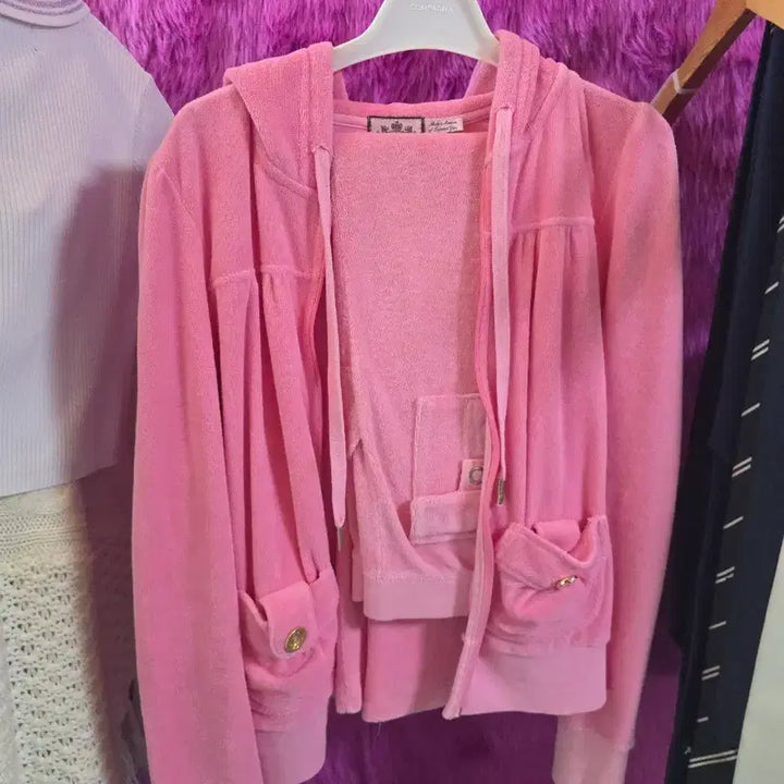 [BUNJANG] Juicy Couture Pink Terry Cloth Training Set / 쥬시꾸뛰르 핑크 태리 트레이닝 셋업