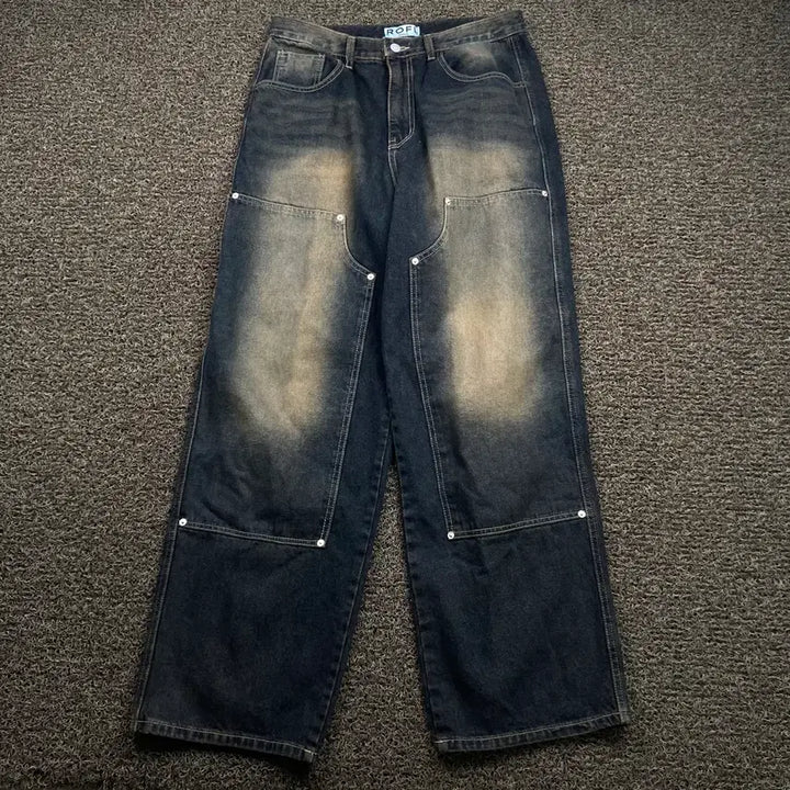 [BUNJANG] Vintage Double Knee Carpenter Denim Pants / Vintage 빈티지 워싱 더블니 카펜터 데님팬츠