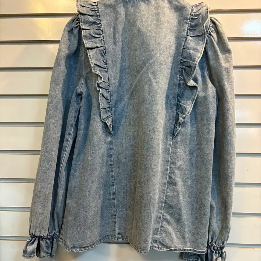 [BUNJANG] J.Ryu Denim Frill Blouse / 제이류 데님 셔츠 프릴 블라우스