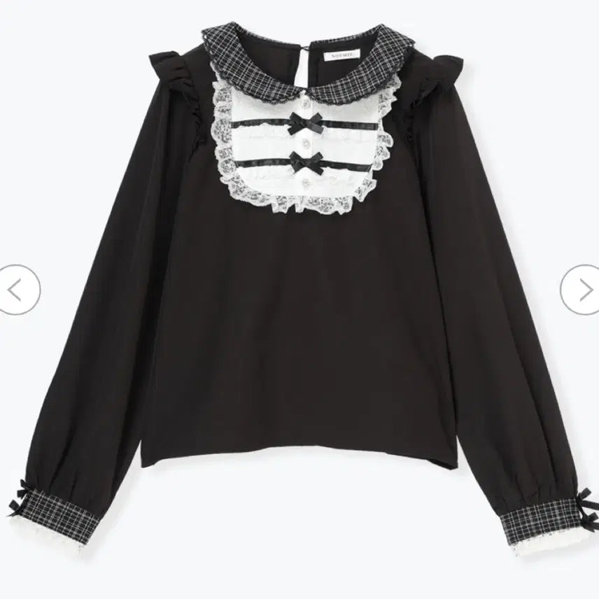 [SOLD OUT] 노에미 체크 블라우스 블랙 지뢰계 양산형 리즈리사 시허니