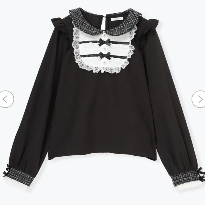 [SOLD OUT] 노에미 체크 블라우스 블랙 지뢰계 양산형 리즈리사 시허니