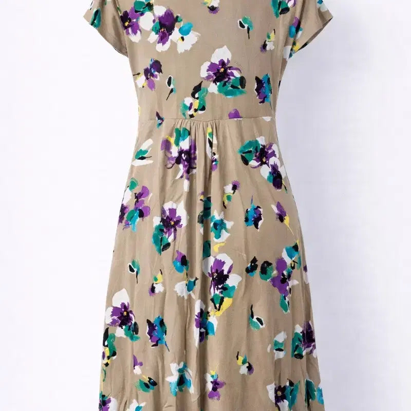 [BUNJANG] Max Mara Flower Pattern V-Neck Short Sleeve Dress / 막스마라 플라워 패턴 브이넥 반팔 원피스