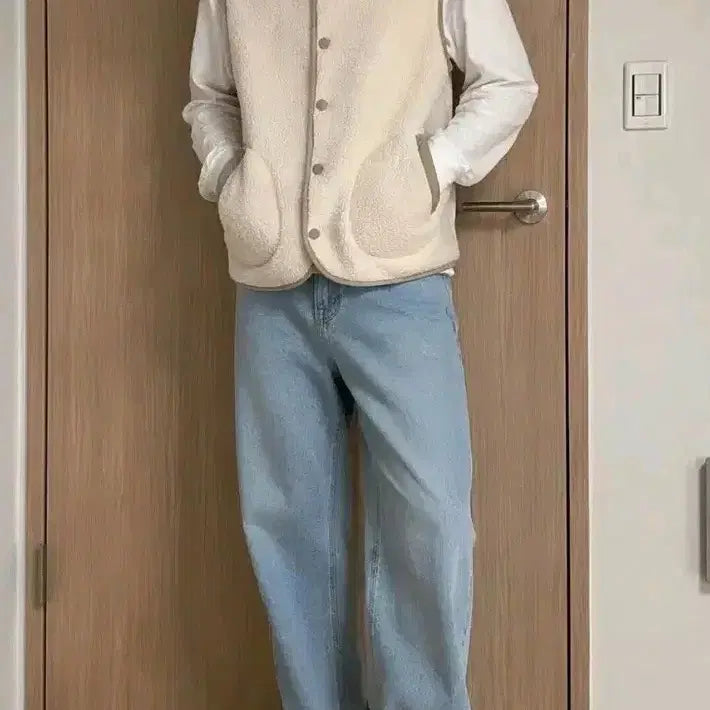 [BUNJANG] SPAO Fleece Vest Ivory / 스파오 아이보리 뽀글이 조끼