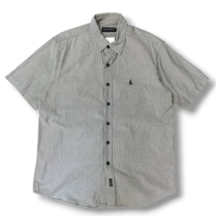 [BUNJANG] Beanpole Striped Gray Short Sleeve Shirt / 빈폴 스트라이프 그레이 반팔 셔츠 95