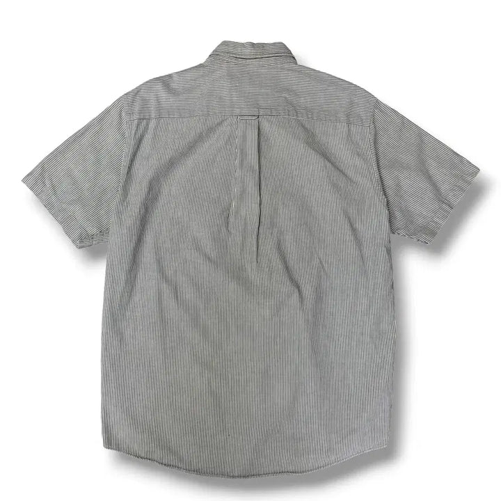 [BUNJANG] Beanpole Striped Gray Short Sleeve Shirt / 빈폴 스트라이프 그레이 반팔 셔츠 95