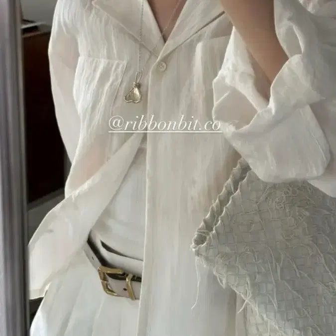 [BUNJANG] Ribbonbit Maze Pocket Blouse - Ivory / 리본빛 메이즈 포켓 블라우스 / 아이보리