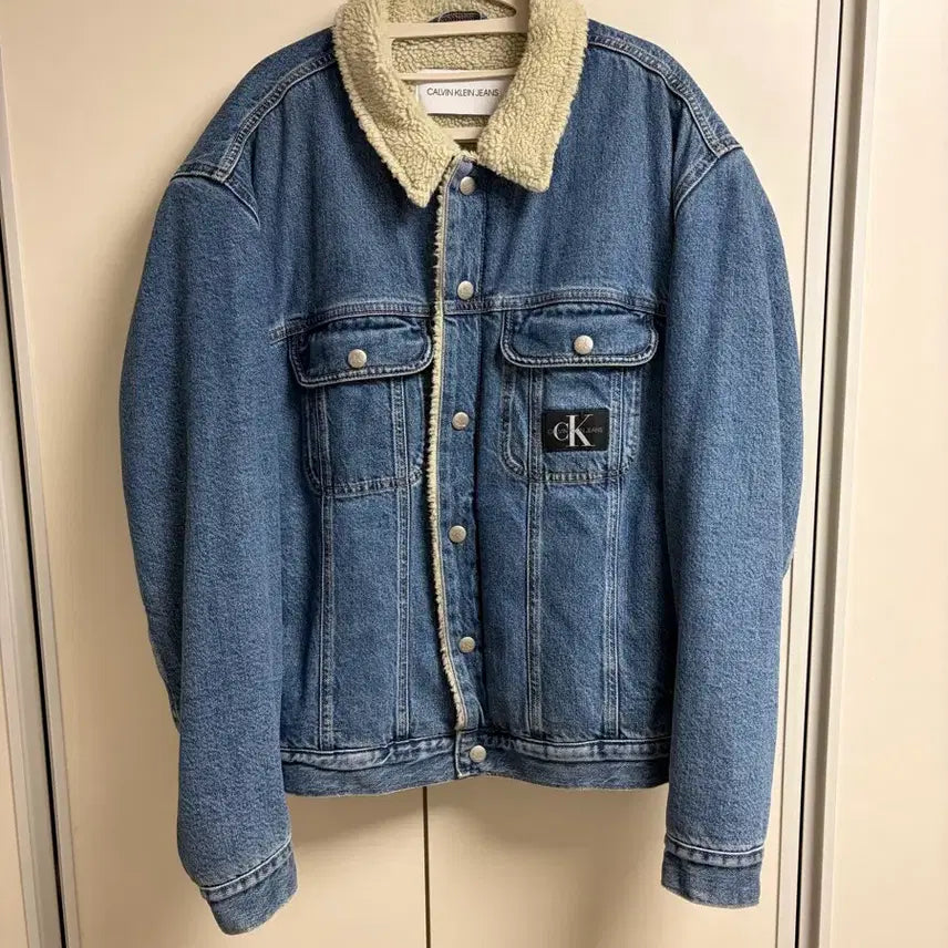 [BUNJANG] Calvin Klein Denim Sherpa Jacket L / 캘빈클라인 데님 쉐르파 자켓 L