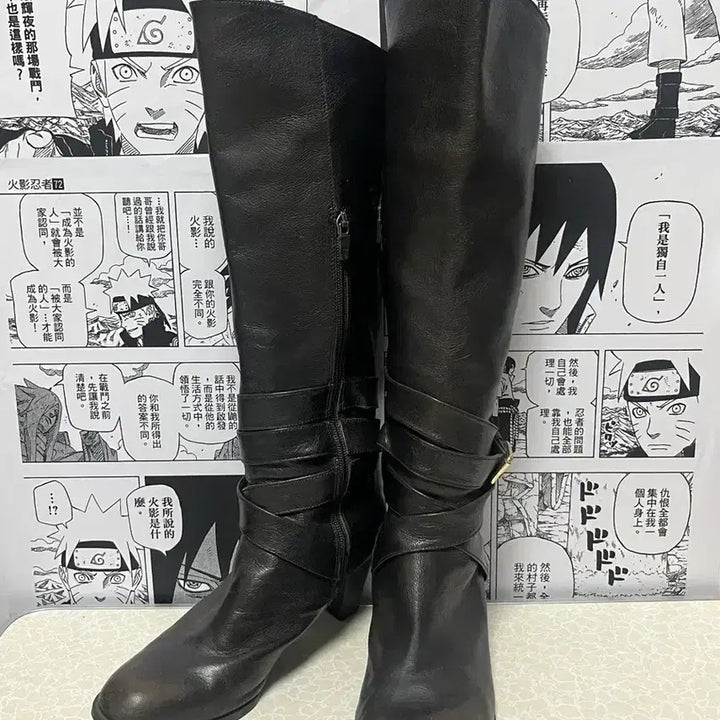 [BUNJANG] Vintage Real Leather Velcro Long Boots / 빈티지 리얼 레더 벨크로 롱 부츠