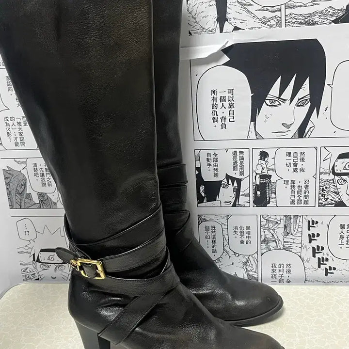 [BUNJANG] Vintage Real Leather Velcro Long Boots / 빈티지 리얼 레더 벨크로 롱 부츠