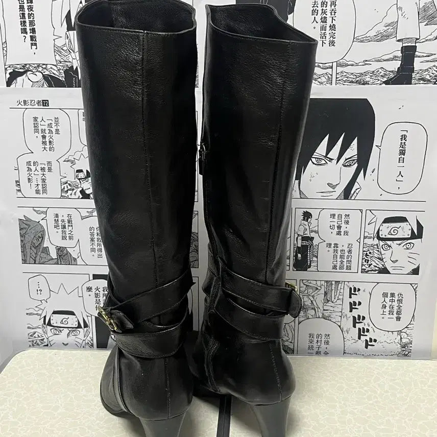 [BUNJANG] Vintage Real Leather Velcro Long Boots / 빈티지 리얼 레더 벨크로 롱 부츠