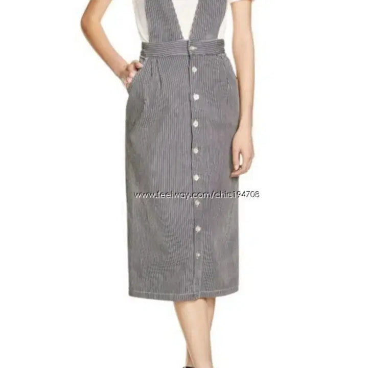 [BUNJANG] Maje Ritano Stripe Overall Skirt / maje 리타노 스트라이프 오버롤 스커트 36