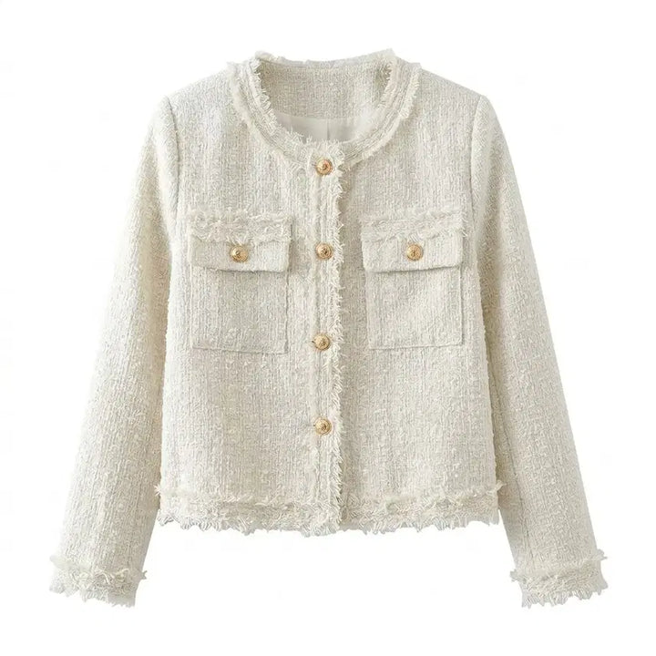 [BUNJANG] Ivory Tweed Jacket / [새상품/당일발송] 노카라 트위드 봄 가을 자켓 아이보리