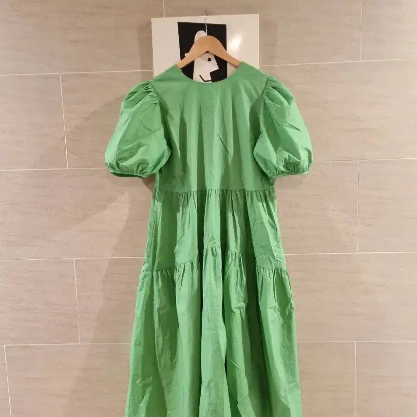 [BUNJANG] Green Long Volume Fit Dress / 바스락~볼륨핏 그린 롱원핏