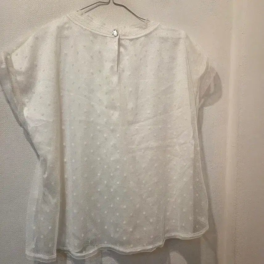 [BUNJANG] STNGER White Dot See-through Blouse / STNGER 화이트 도트 시스루 블라우스