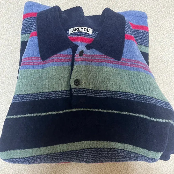 [BUNJANG] A.Y. Seoul Stripe Terry Knit Pullover Mint / 아유서울 스트라이프 테리니트 풀오버 민트색