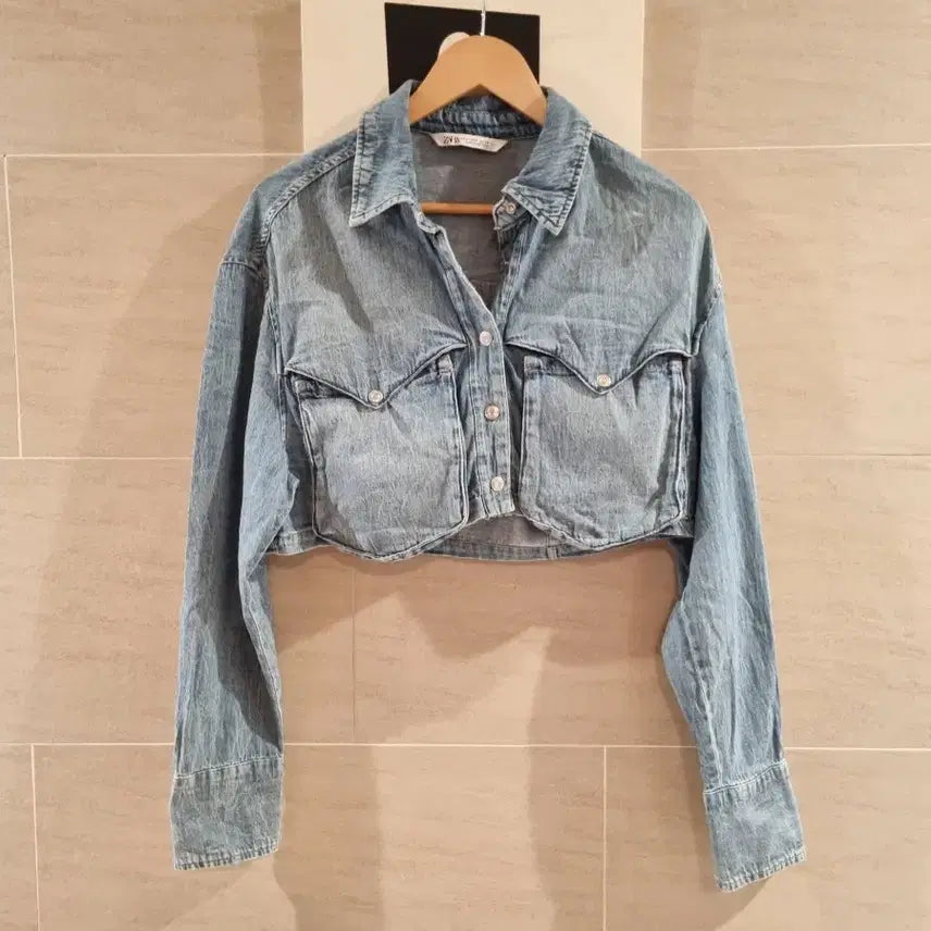 [SOLD OUT] 자라 크롭 청자켓 데님 셔츠