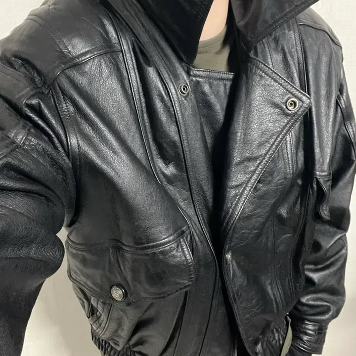 [BUNJANG] Unionbay Leather Bomber Jacket / 유니온베이 소가죽 봄버 자켓