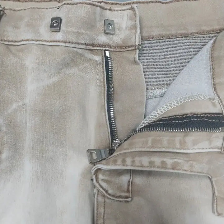 [BUNJANG] Balmain Washed Beige Biker Chino Pants / [36] 발망 워싱 베이지 바이커 치노 팬츠