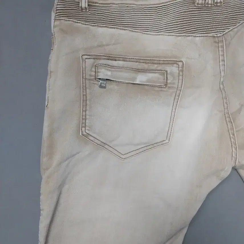 [BUNJANG] Balmain Washed Beige Biker Chino Pants / [36] 발망 워싱 베이지 바이커 치노 팬츠