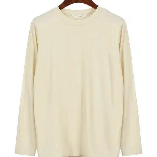 [BUNJANG] Korean Basic Round Neck Long Sleeve T-Shirt Ivory / 국산 베이직 라운드넥 티 아이보리