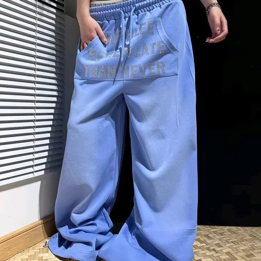 [BUNJANG] Hotfix Cubic Lettering Jogger Training Pants Blue / 핫픽스 블루 트레이닝팬츠 y2k 갸루 하늘색 츄리닝바지 큐빅 레터링 조거