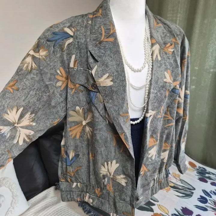 [BUNJANG] Unique Floral Blouson Jacket / [특가] 세련 유니크 플라워 블루종 자켓
