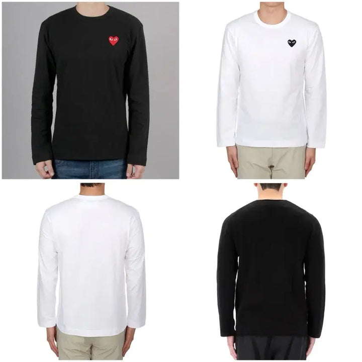 [BUNJANG] Comme des Garcons Heart Long Sleeve T-shirt / 무배 정품/새상품 꼼데가르송 하트 긴팔 티셔츠 롱슬리브 블랙/화이트