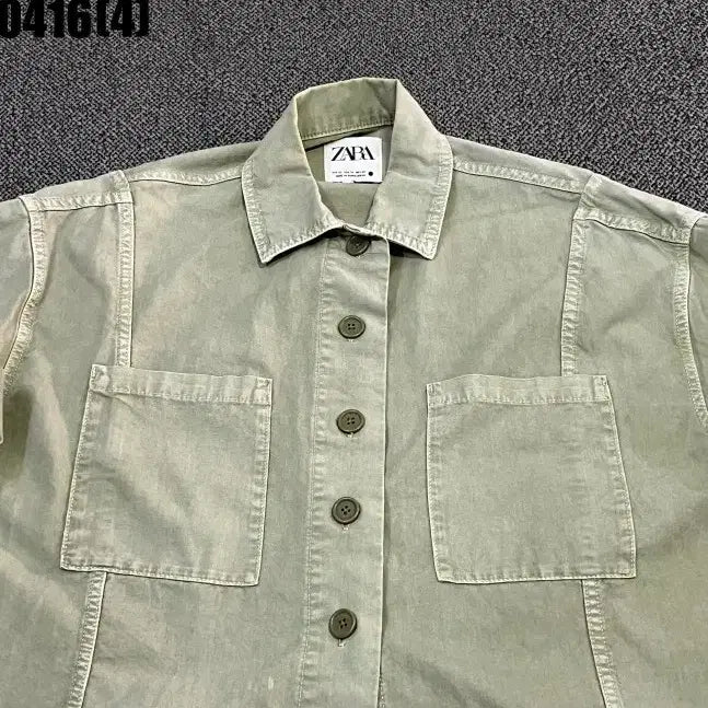 [BUNJANG] ZARA Khaki Short Denim Jacket (XS) / XS 자라 카키색 숏 데님 자켓 0416(4)