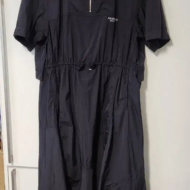 [BUNJANG] SYSTEM Black Nylon Long Dress / SYSTEM 블랙 나일론 반팔 롱원피스 가슴둘레 82