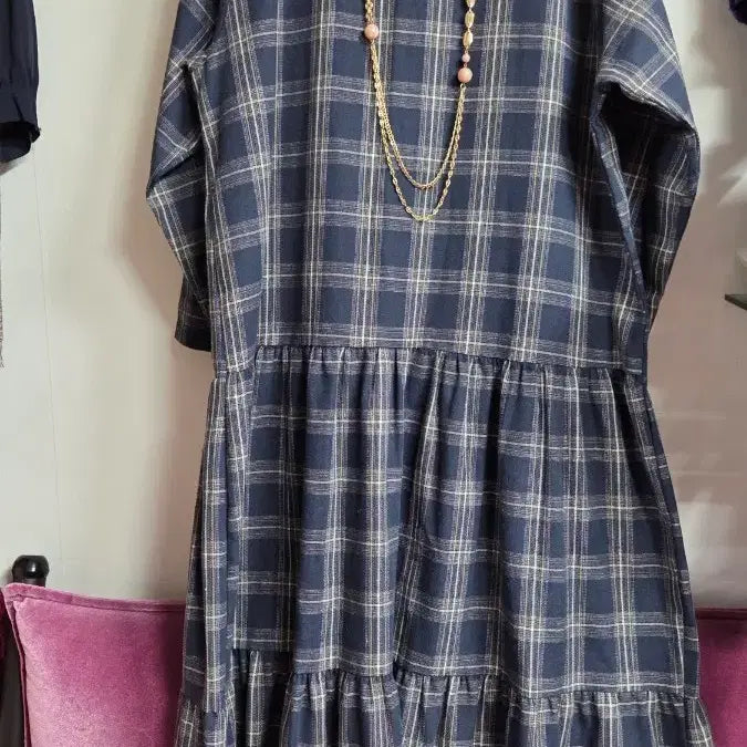 [BUNJANG] Checkered Pleated Long Dress / 체크 롱 원피스 플리츠 캉캉 원피스