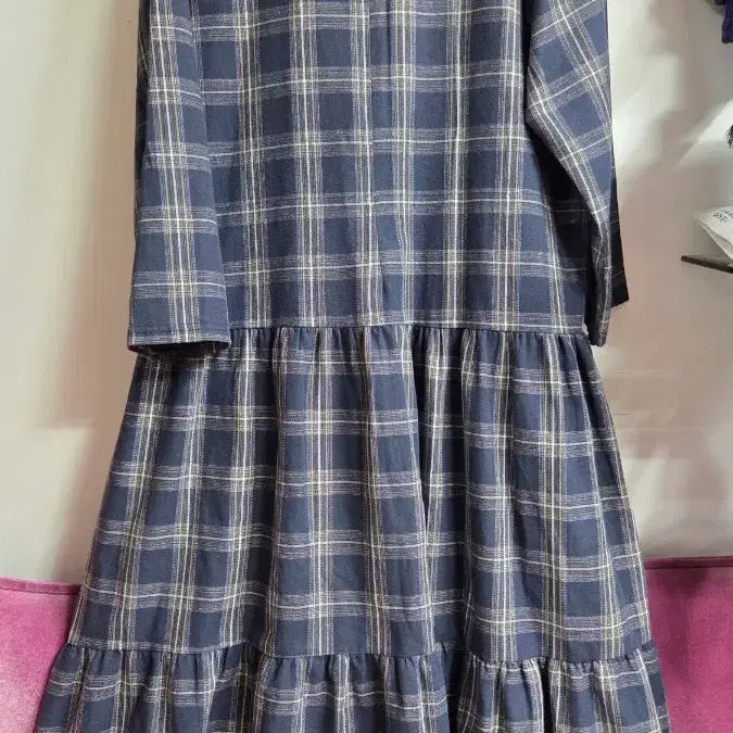 [BUNJANG] Checkered Pleated Long Dress / 체크 롱 원피스 플리츠 캉캉 원피스