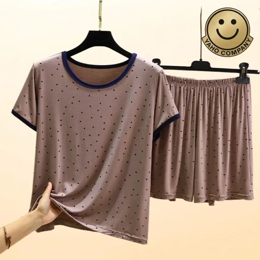 [BUNJANG] Dot Short Sleeve Pajama Set / 도트 반팔 파자마 세트