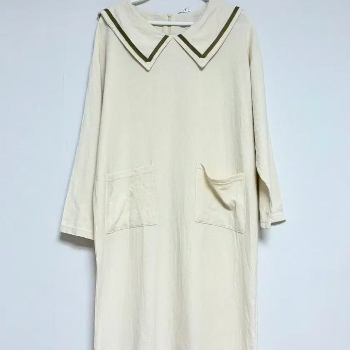 [BUNJANG] Mongpimapi Sailor Collar Ivory Cotton Long Dress / 몽피마피 세일러 카라 아이보리 코튼 롱 원피스 넉넉핏