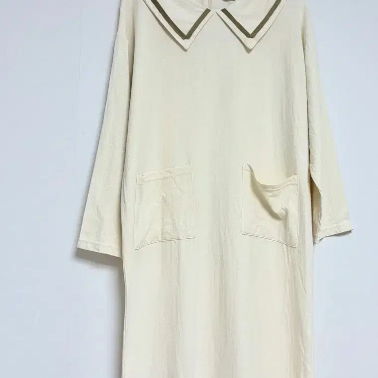 [BUNJANG] Mongpimapi Sailor Collar Ivory Cotton Long Dress / 몽피마피 세일러 카라 아이보리 코튼 롱 원피스 넉넉핏