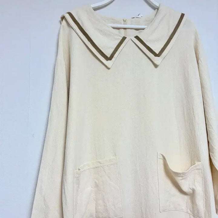 [BUNJANG] Mongpimapi Sailor Collar Ivory Cotton Long Dress / 몽피마피 세일러 카라 아이보리 코튼 롱 원피스 넉넉핏