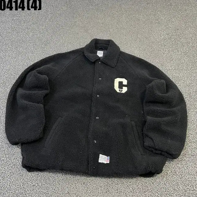 [BUNJANG] EBBETS FIELD Black C Logo Fleece Jacket / L 이벳필드 블랙 C로고 뽀글이 플리스 자켓 0414(4)