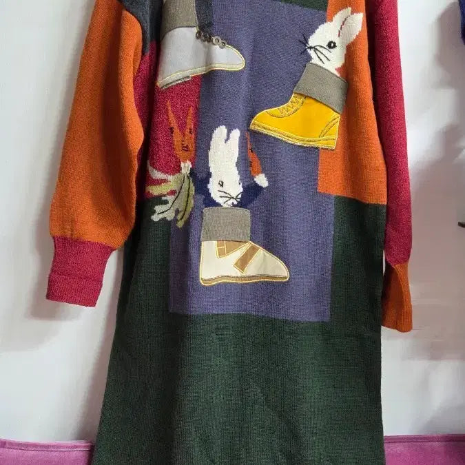 [BUNJANG] Unknown Rabbit Pattern Knit Dress / Unknown 브랜드 토끼 패턴 니트 원피스