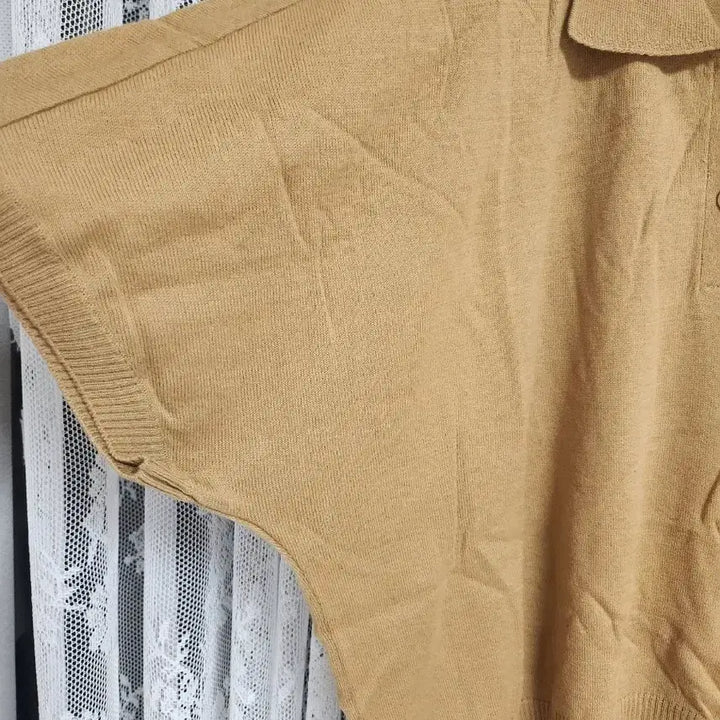 [BUNJANG] KARA Neckline Short Sleeve Knit Top / 카라넥 반팔 니트 브라운