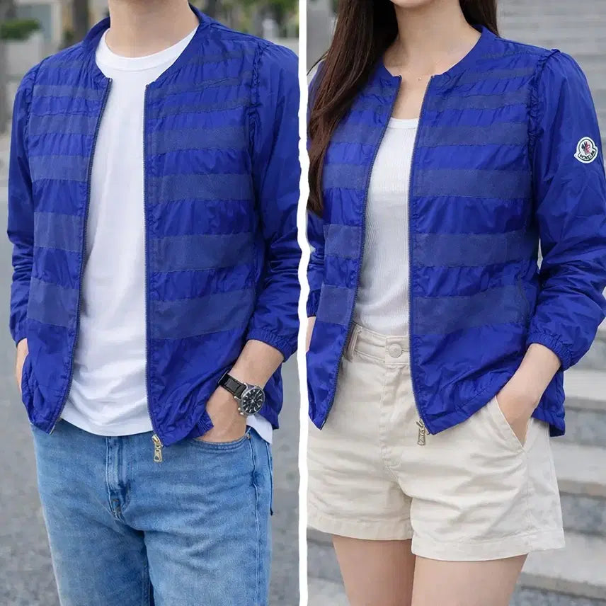 [SOLD OUT] 몽클레어 로고 경량 패딩 자켓 블루 1사이즈 남녀공용
