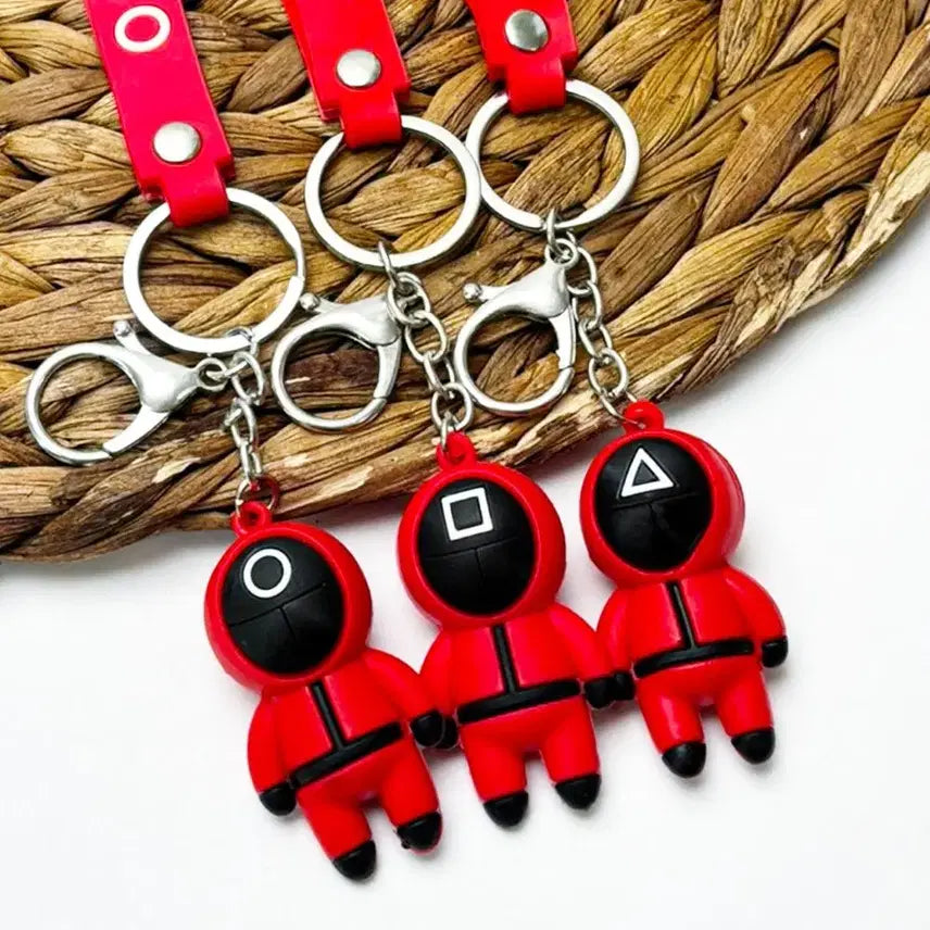 [BUNJANG] Squid Game Staff Keyring Set / (무배)오징어게임 진행요원 키링 3개 1세트 열쇠고리