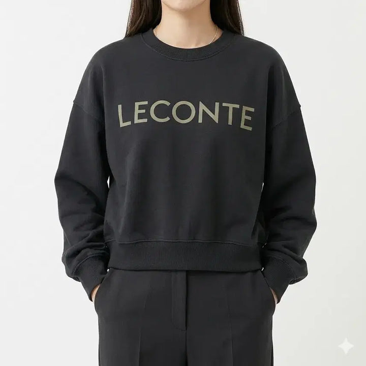 [BUNJANG] LECONTE Logo Oversized Sweatshirt / 르콩트 LECONTE 오버핏 로고 맨투맨 블랙 M