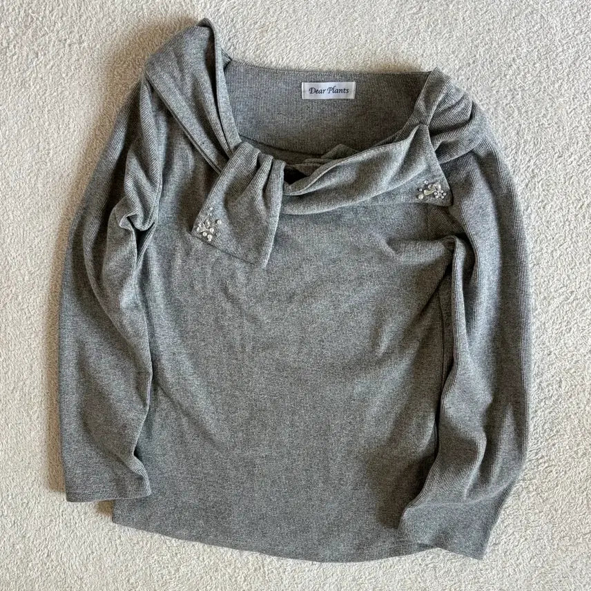 [BUNJANG] Dear Plants Gray Ribbed Cubic Point Top / 일본빈티지 dear plants 그레이 골지 큐빅 포인트 탑